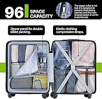 Vista 5 de AnyZip Equipaje de mano de 21" Hardside PC ABS ligero USB maleta con ruedas TSA Lock