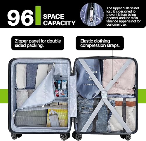 Miniatura 5 de AnyZip Equipaje de mano de 21" Hardside PC ABS ligero USB maleta con ruedas TSA Lock