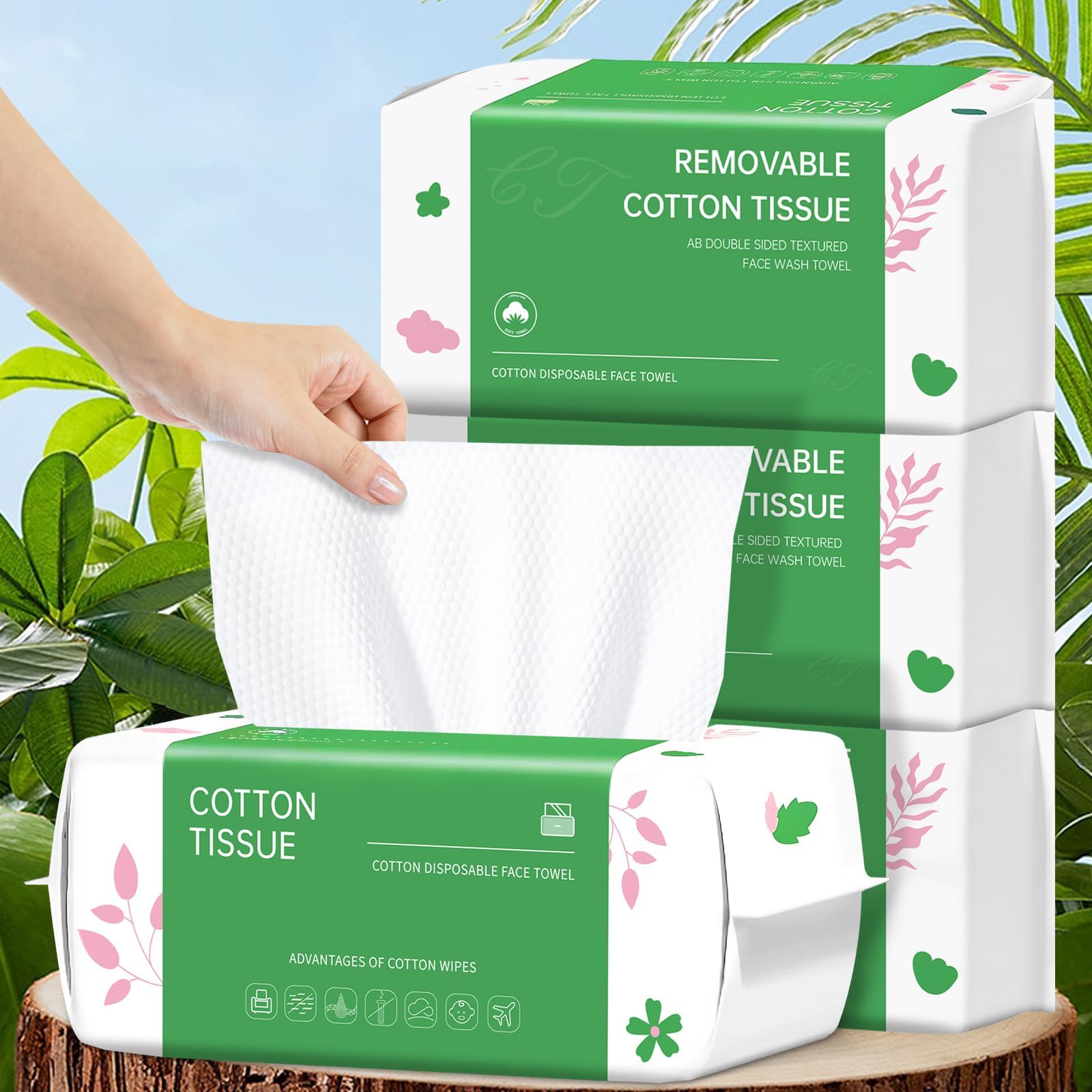 Cayxenful Disposable Face Towel, 400 Count Biodegradable Face Clean Towels, for Washing Soft Cotton Dry Wipes Facial Cloths Towelettes for Washing and Drying, Facial Tissue for Cleansing