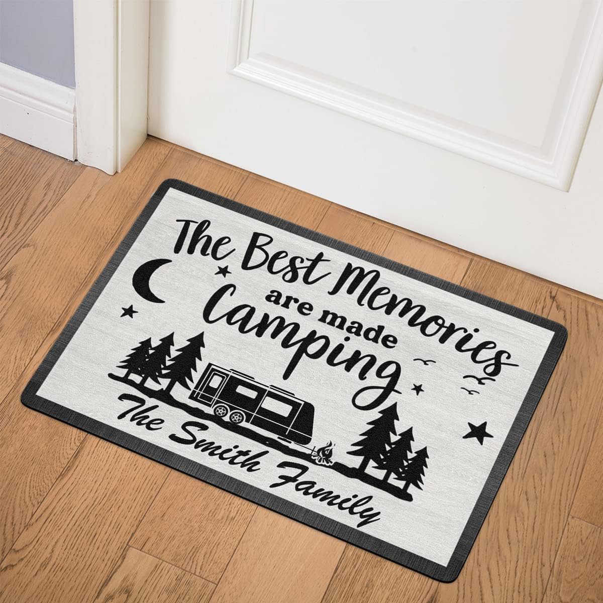 Personalized Campsite Doormat The Best Memories are Made Camping - Custom Family Name Camping Door Mat, RV Campers Accessories, Campsite Rugs Decorations, 16 x 24 inches