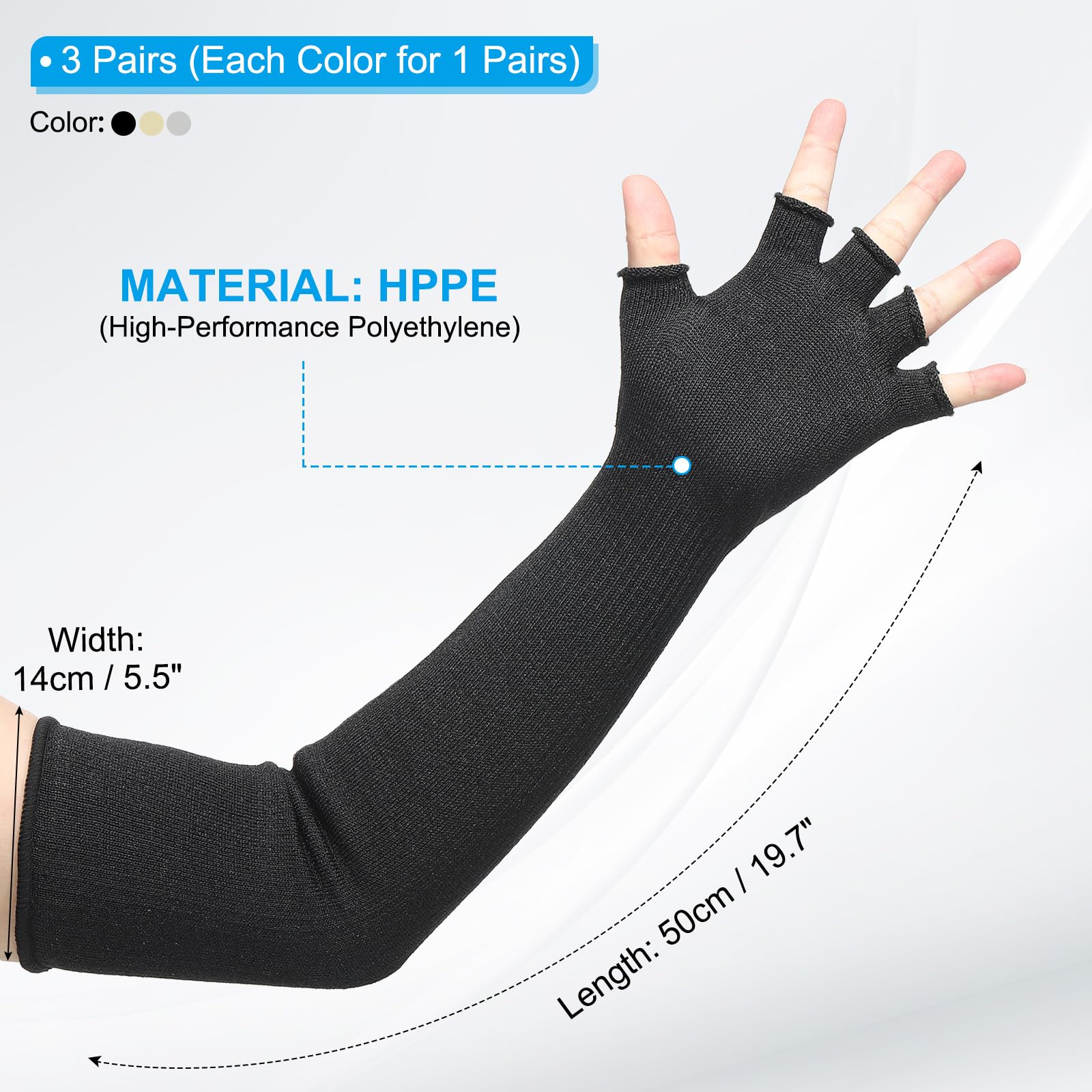 PATIKIL 20 Inch Cut Resistant Sleeves with Finger Grips - Image 2