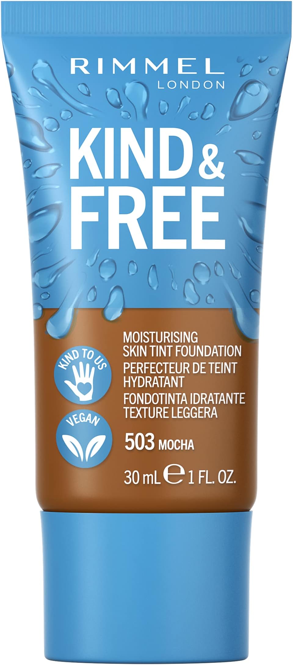 Rimmel Kind & Free Skin Tint - Moisturising Foundation - With Vitamins E & B5 - Kind To Animals & Vegan - 30 Ml, Shade 503 Mocha