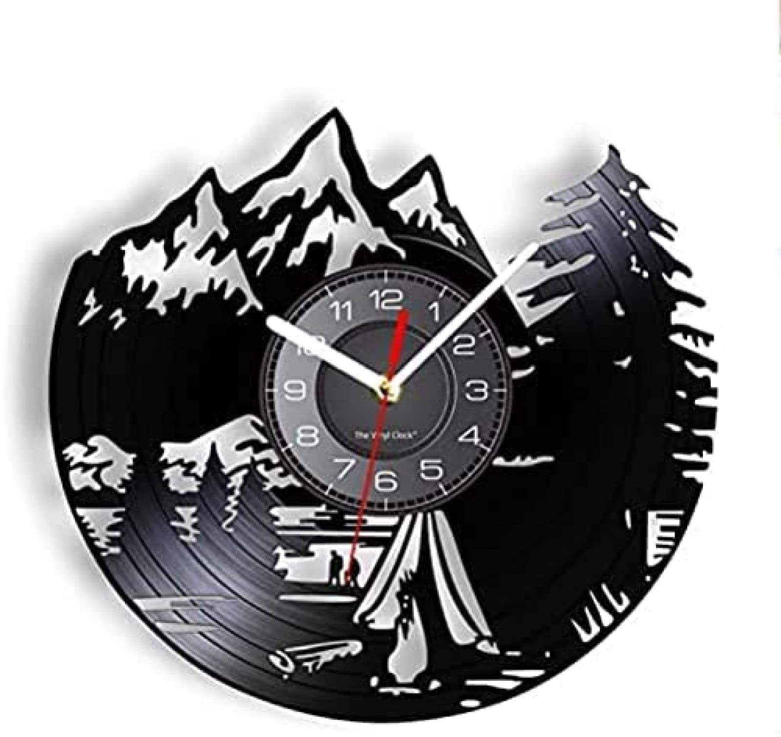 Horloge vinyle montagne au design éco-responsable haut de gamme