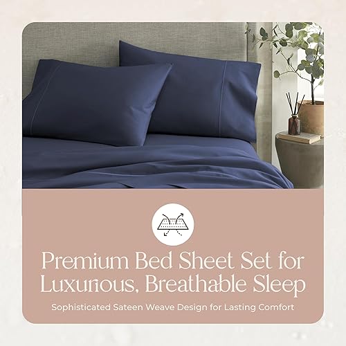 Miniatura 4 de Juego de sábanas 100% algodón orgánico tamaño Queen - Sábanas de cama orgánicas certificadas GOTS con bolsillos profundos, 300 hilos y tejido