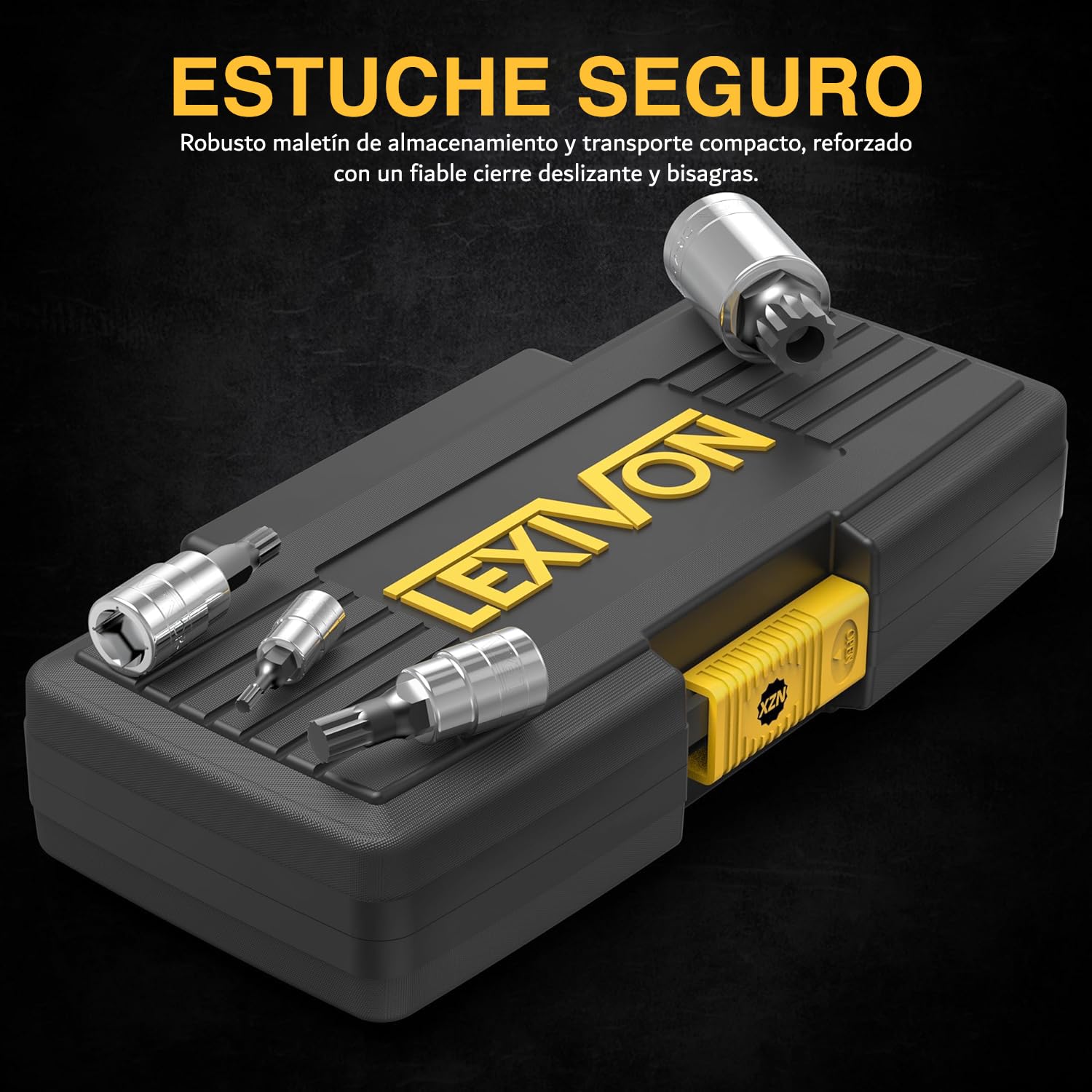 LEXIVON Juego de casquillos de punta estriada cuadrada triple XZN, acero aleado S2 Premium | Juego de 10 piezas estilo europeo M4 - M18 | Estuche de almacenamiento mejorado [LX-145]