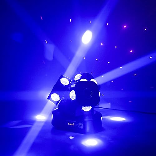 Miniatura 9 de 3Head Moving Head DJ Light 12LEDs Luz giratoria de escenario Luces Pinspot Luces de iluminación para eventos Activado por Sonido DMX512 Luz para DJ