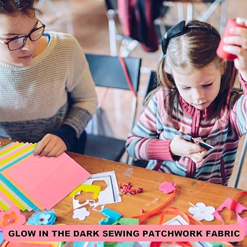 Miniatura 6 de 10 piezas de tela que brilla en la oscuridad, tela de retazos de costura que brilla en la oscuridad, tela de acolchado luminiscente para costura de