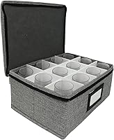 Vista 6 de HURZMORO Caja de almacenamiento para vaso de whisky, 12 soportes para vasos de whisky para organizador, interior totalmente acolchado