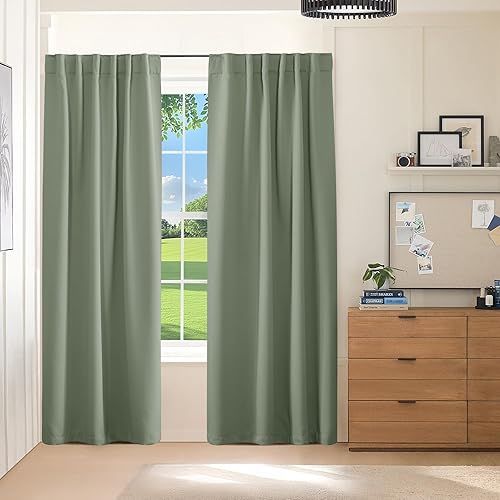 Miniatura 75 de PONY DANCE Cortinas opacas para habitación infantil - Juego de paneles de cortina con aislamiento térmico, cortina con pestaña oculta/bolsillo para