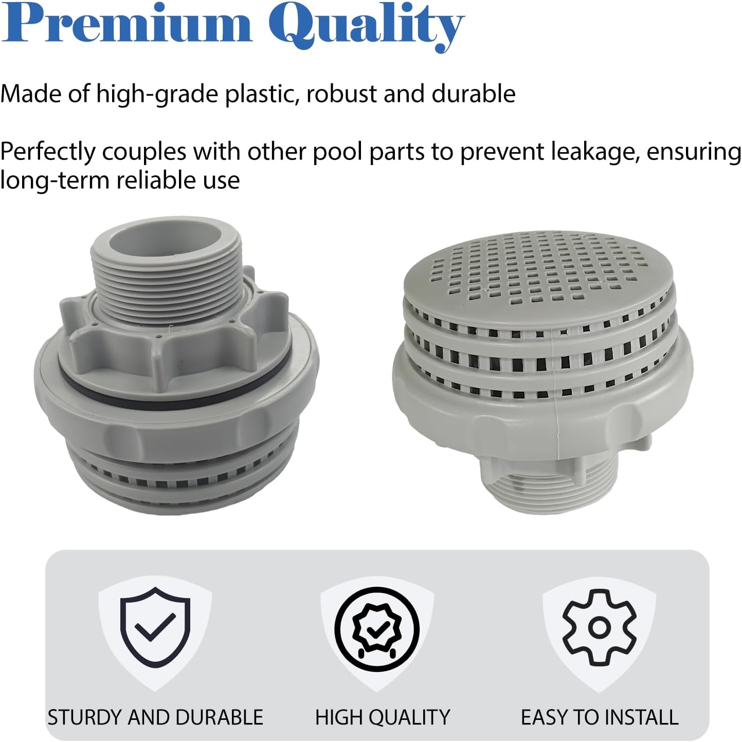 Pool Strainer Connector Kit - Threaded Hose Adapter Replacement for Hayward 10746, 10744, 10255, 10256 Models - Durable Above Ground Pool Filter Fitting with Nut & Washer