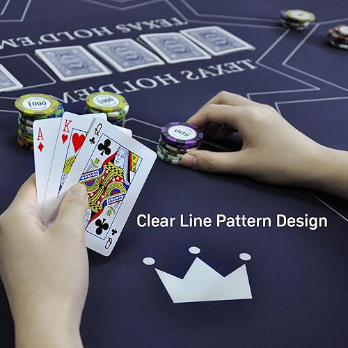 Miniatura 41 de CONTINUE Tapete de mesa de póquer, tapete de póquer Texas Hold'em para 8-10 jugadores con base de goma antideslizante y bolsa de transporte
