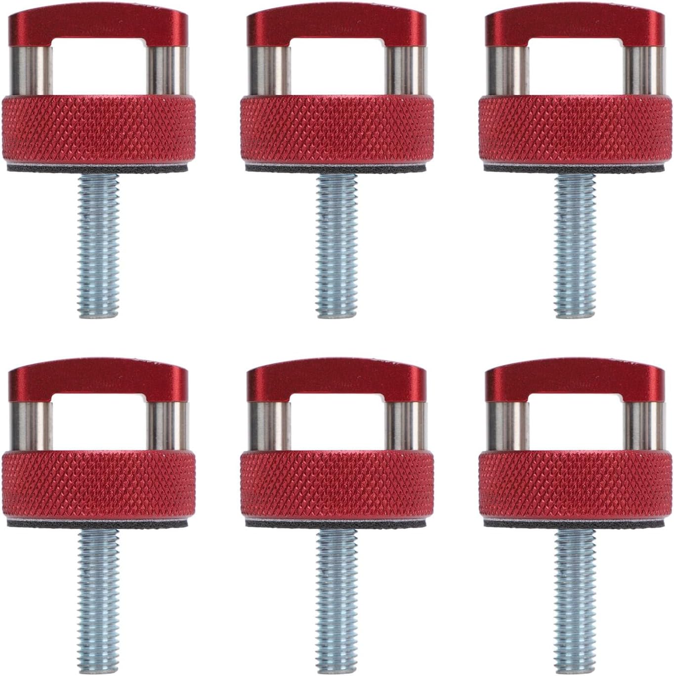 Hard Top Quick Removal Fastener Thumb Screw, 6PCS Quick Removal Thumb Screw with D Rings for JLU JT 2dr Unlimited 4dr 2007 to 2018, Enhanced Performance (Red)