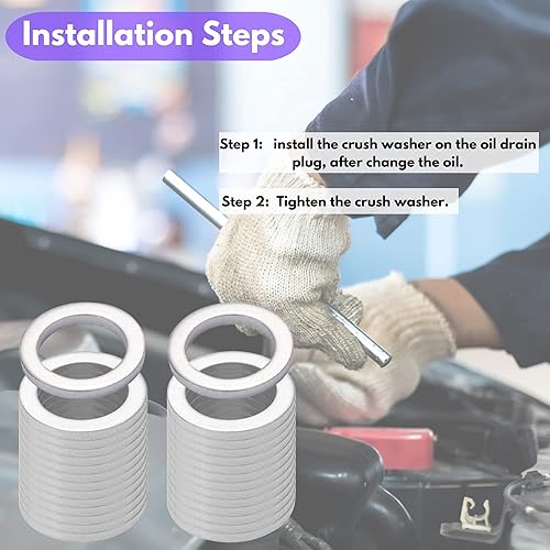 Miniatura 4 de Junta de repuesto del tapón de drenaje de aceite para Hyundai Kia, arandelas de aplastamiento de aceite y sellos 21513-23001 (M14-HYUNDAI)