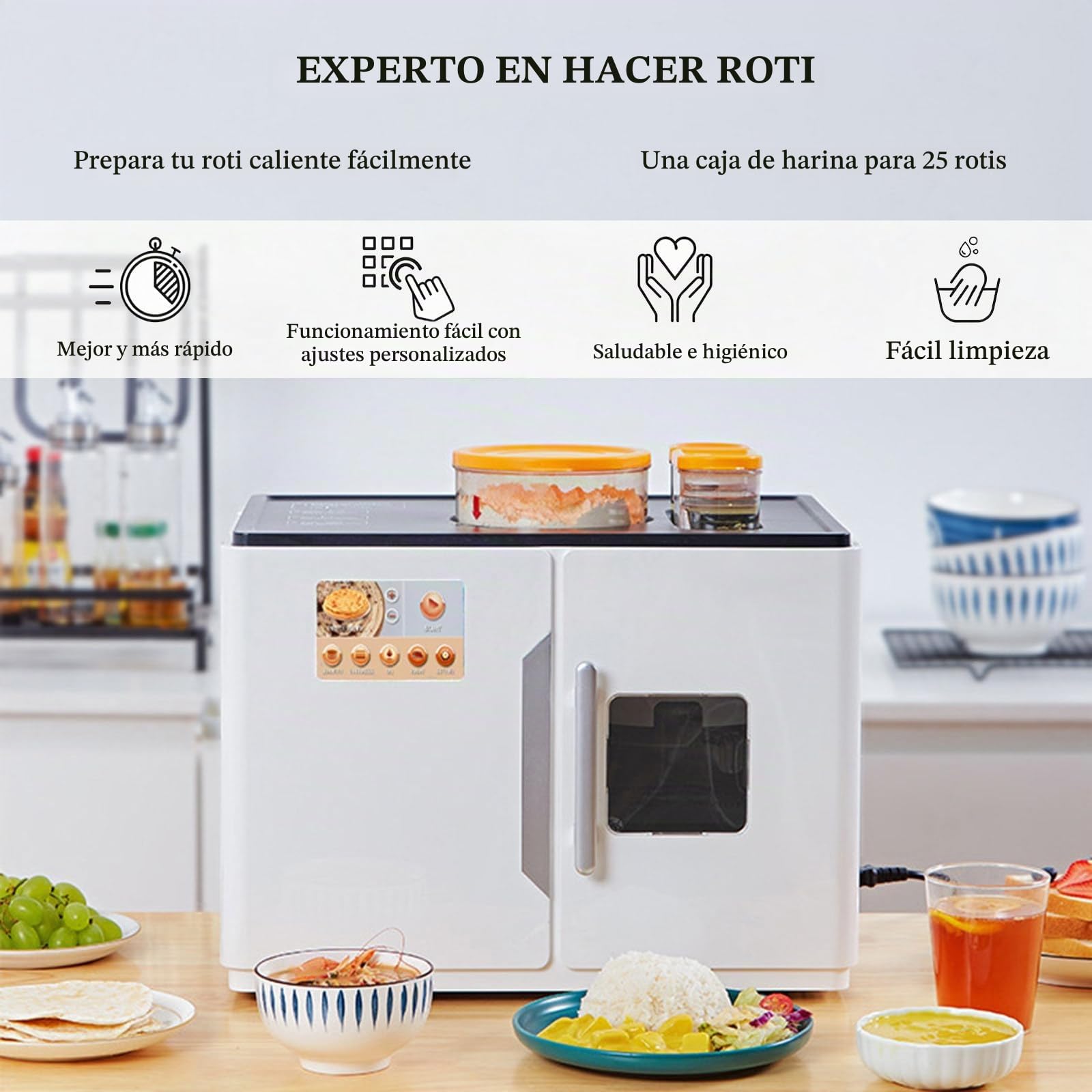 Máquina Automática para Hacer Roti, Totalmente Automático Roti Maker, Acero Inoxidable, Hace 8 Piezas/una Vez para Chapati, Tortilla De Harina, Dosa, Tawa