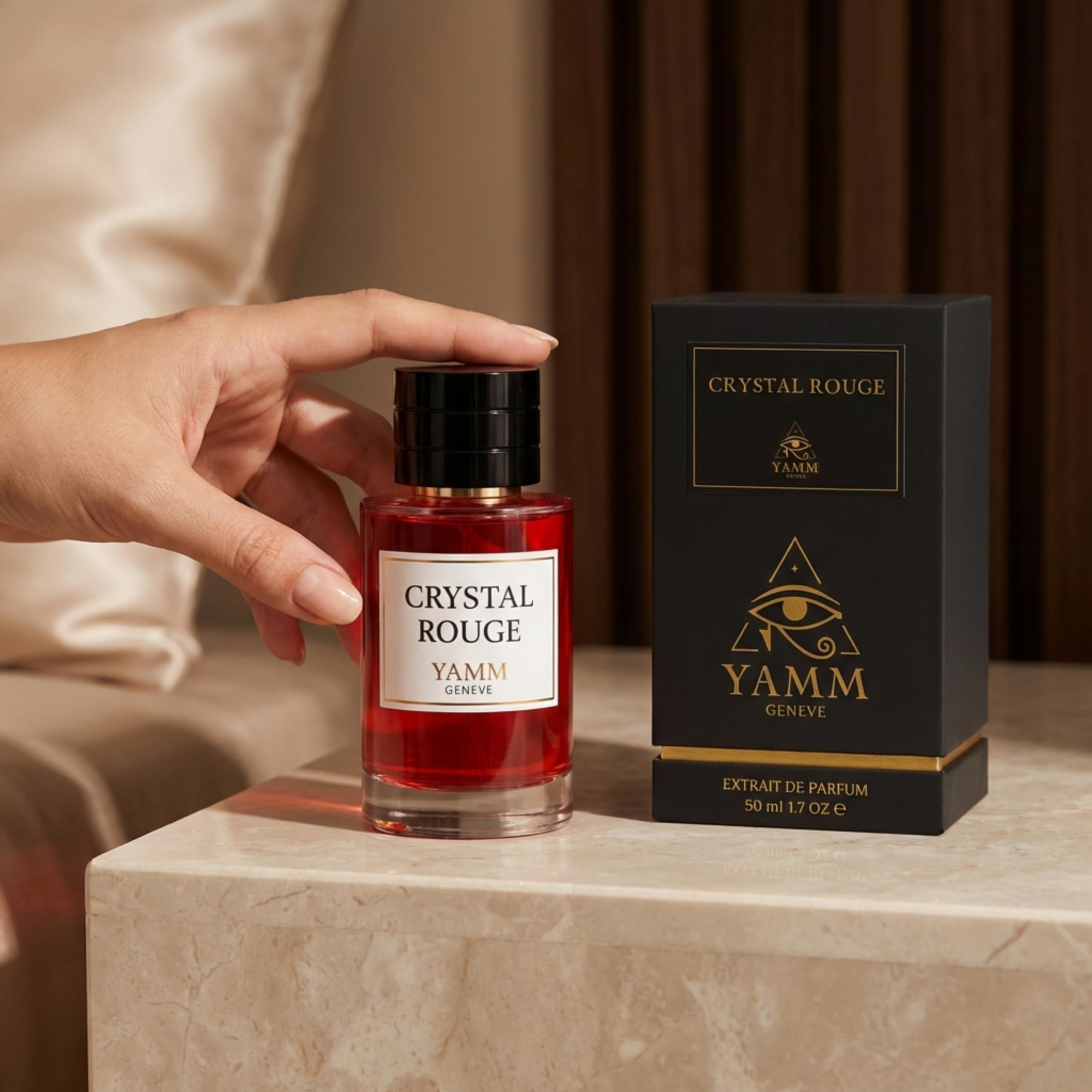 Kryształowy czerwony | Ekstrakt z perfum 50 ml | Mieszane perfumy dla mężczyzn i kobiet, gorzki migdał, szafran, jaśmin, nuty bursztynowe i drzewne, luksusowy i długotrwały