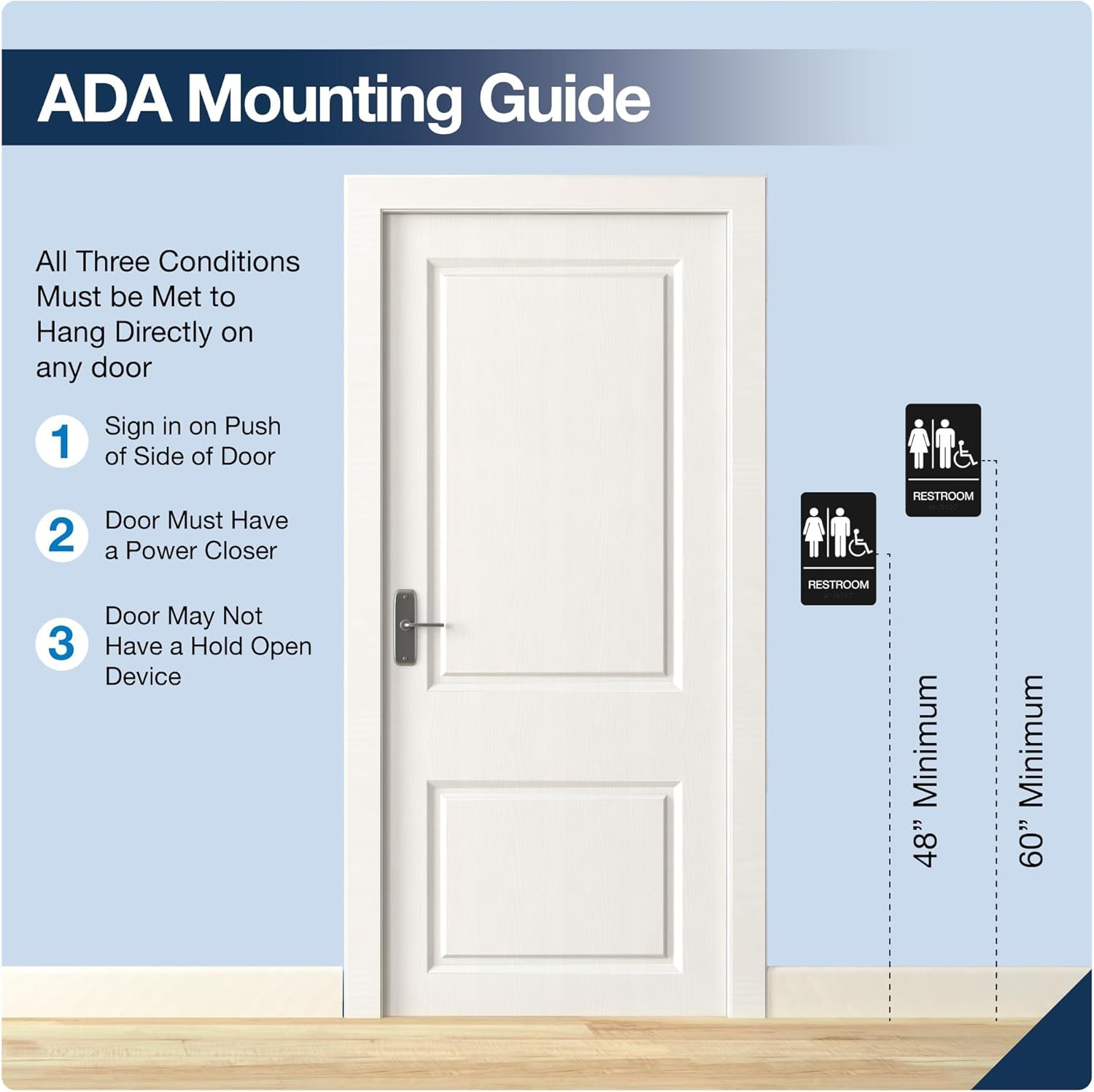Restroom Sign - ADA Compliant Braille Handicap Restroom Signs for Business with Double Sided 3M Tape - ABS Plastic Unisex Restroom Sign 9” x 6”- Pack of 4 for Offices and Restaurants