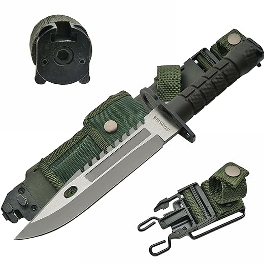 SZCO Supplies 13" M-9 Bayonet Military Style Tactical Saw Back Knife,Green/Black
