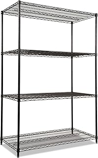 Alera ALE Industrial Heavy-Duty Wire Shelving Starter Kit, 4-Shelf, 48w x 24d x 72h, Black