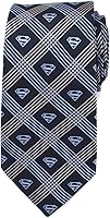 Vista 2 de Cufflinks Inc. Corbata Superman Shield Navy Plaid Hombre, Azul
