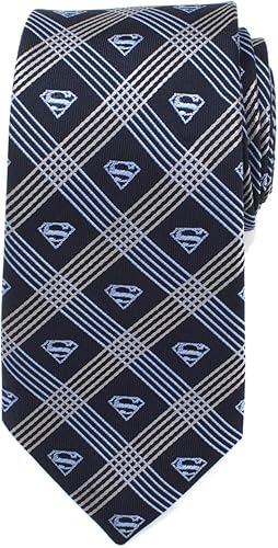 Miniatura 2 de Cufflinks Inc. Corbata Superman Shield Navy Plaid Hombre, Azul