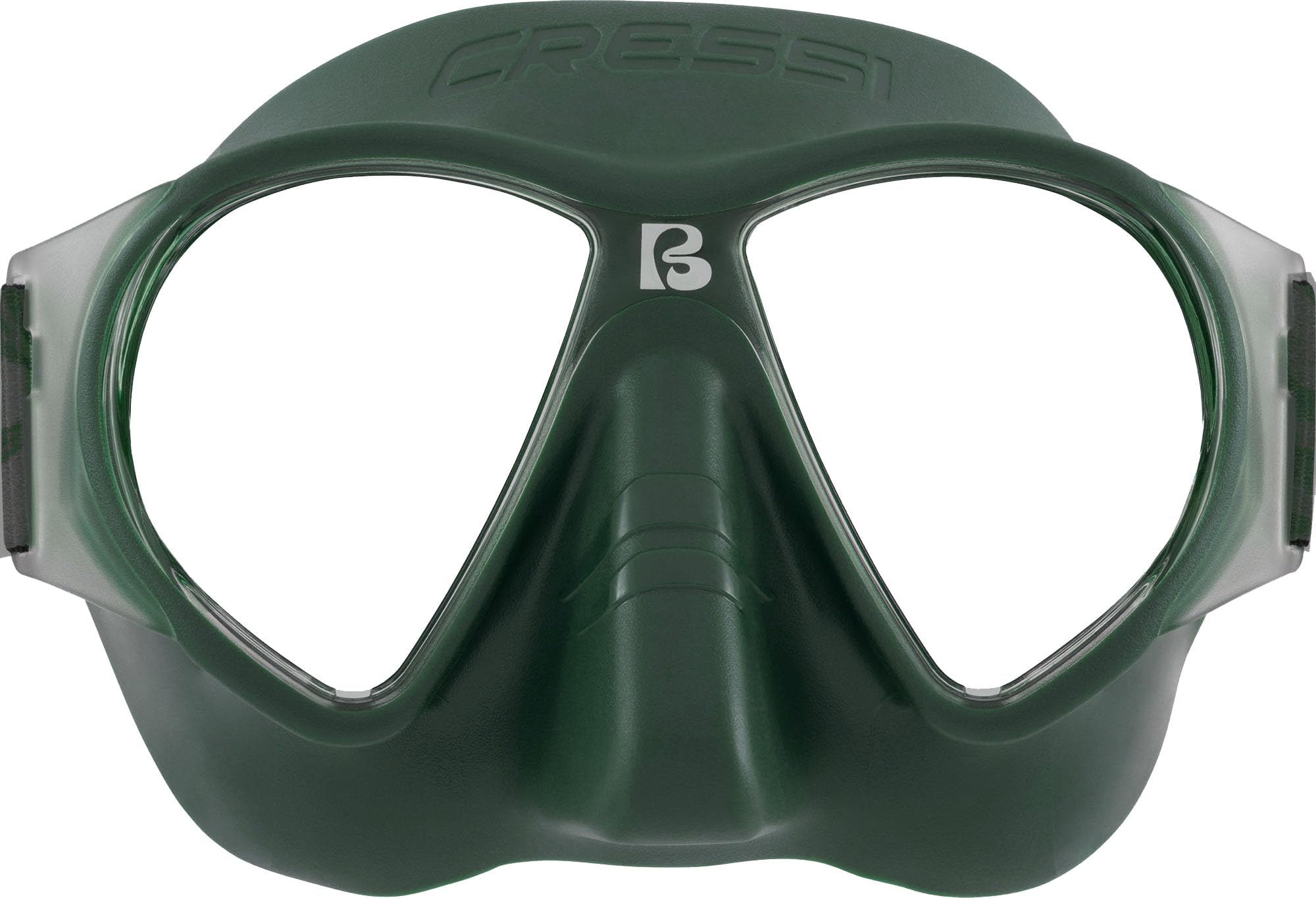 Cressi since 1946 - Force Mask - Separate Polycarbonate Lenses and Soft TPR Face Mask Ideal Snorkelling Surface Swimming and Beach Holidays - Green Elastic Strap Coral Black - One Size - Adult — image 1