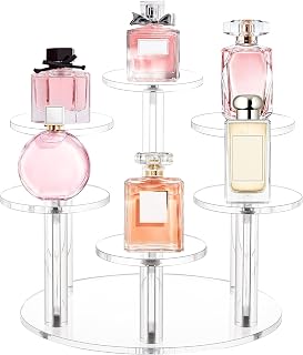 Jusalpha Acrylic Display Stand, 6 Tier Round, Clear Organizer for Jewelry, Funko POP Figures, Perfume, Cupcake, Countertop Decoration (6 Tier)