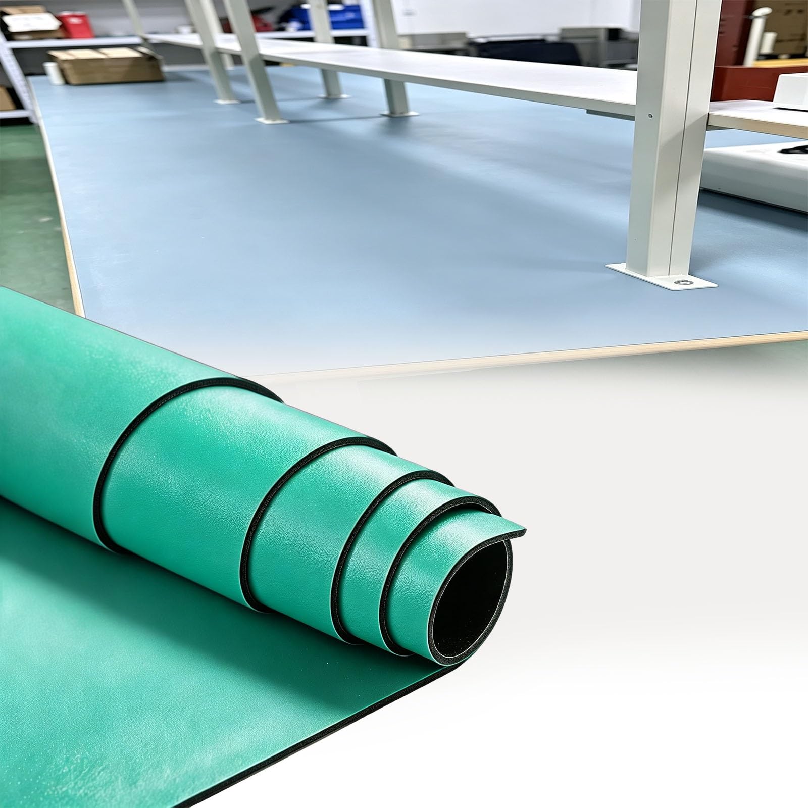 alfombrilla soldadura Alfombrilla Antiestática De PVC Para Superficie, 120 Cm De Ancho, Almohadilla Antideslizante Para Banco De Trabajo ESD De Escritorio(Green,L 100 CM T 0.5 CM)