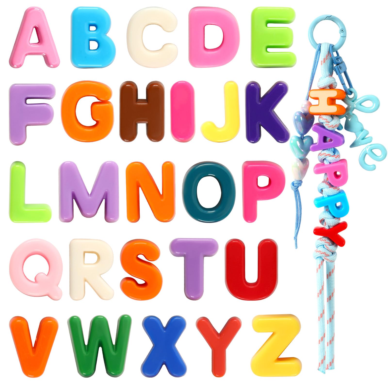 Photo 1 of UPINS 78Pcs Large Acrylic Letter Beads for Keychains, 22x15mm Multicolor