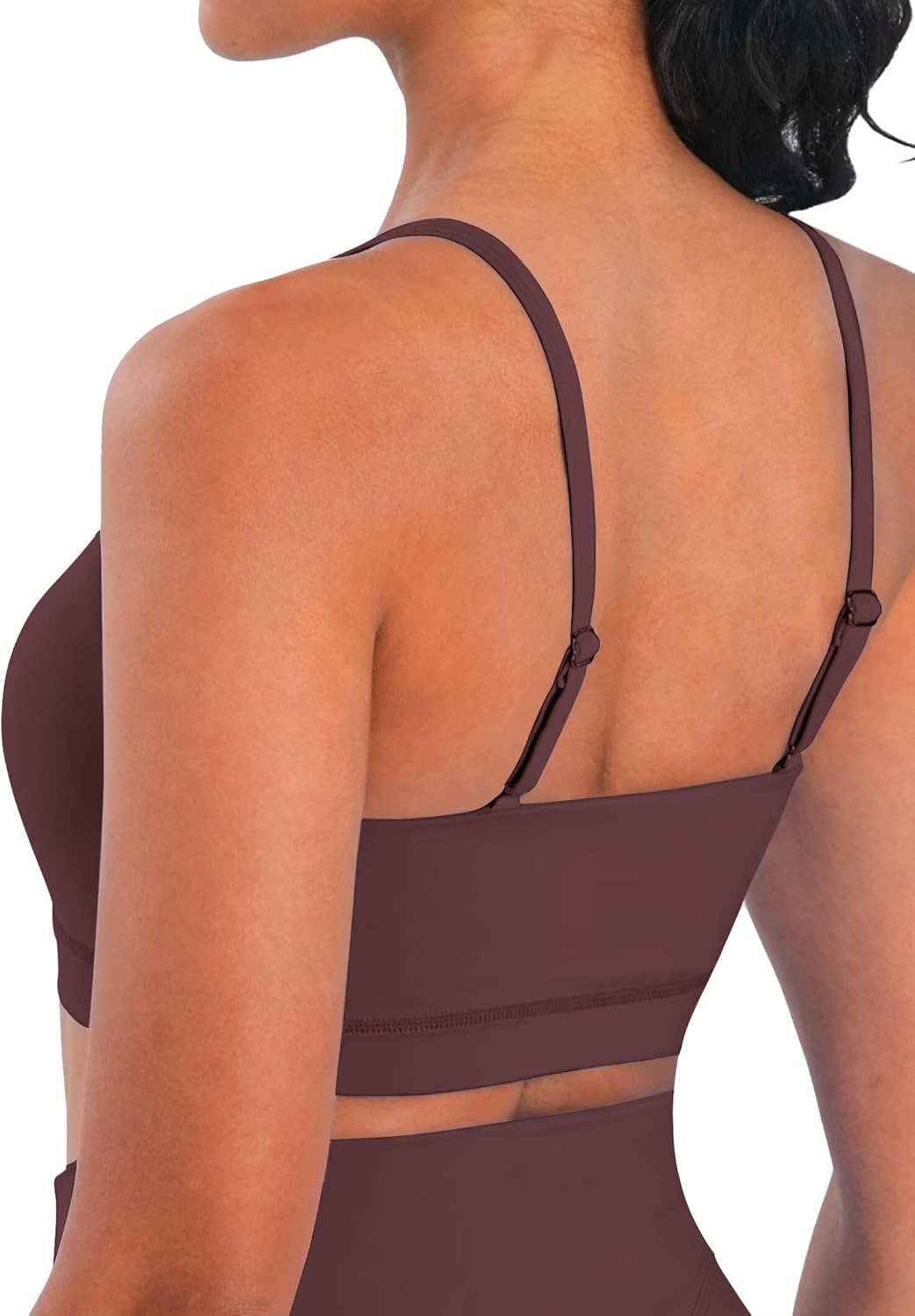 Sunzel Women's Sports Bra Buttery Soft Adjustable Straps Padded Yoga Bra Scoop Neck Wireless Crop Top Low Impact Workout Gym