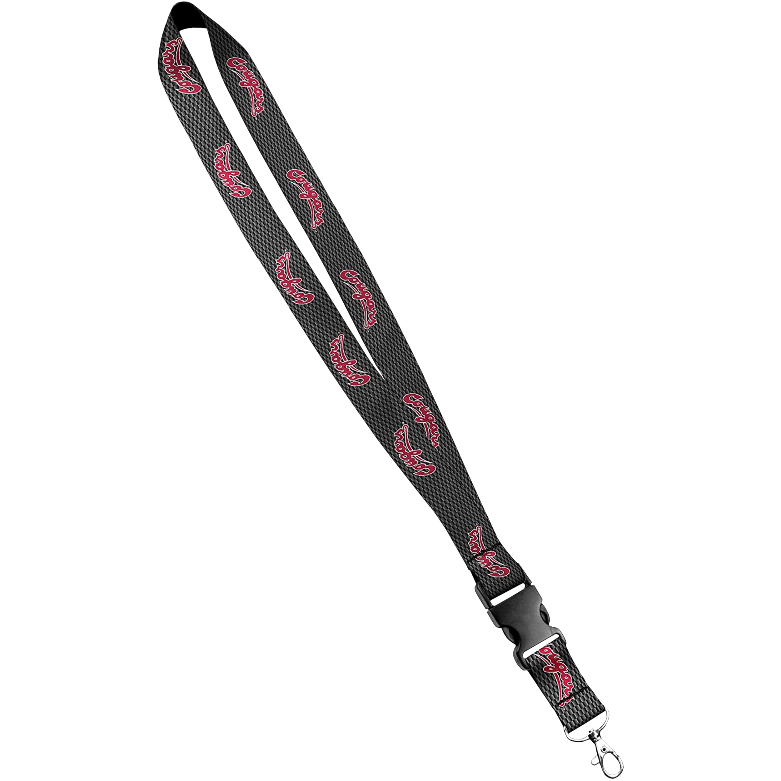 Moose Pet WearWashington State University Lanyard - Cougars on Carbon Fiber - Polyester Keychain Necklace, ID Badge Holder – 1 Inch