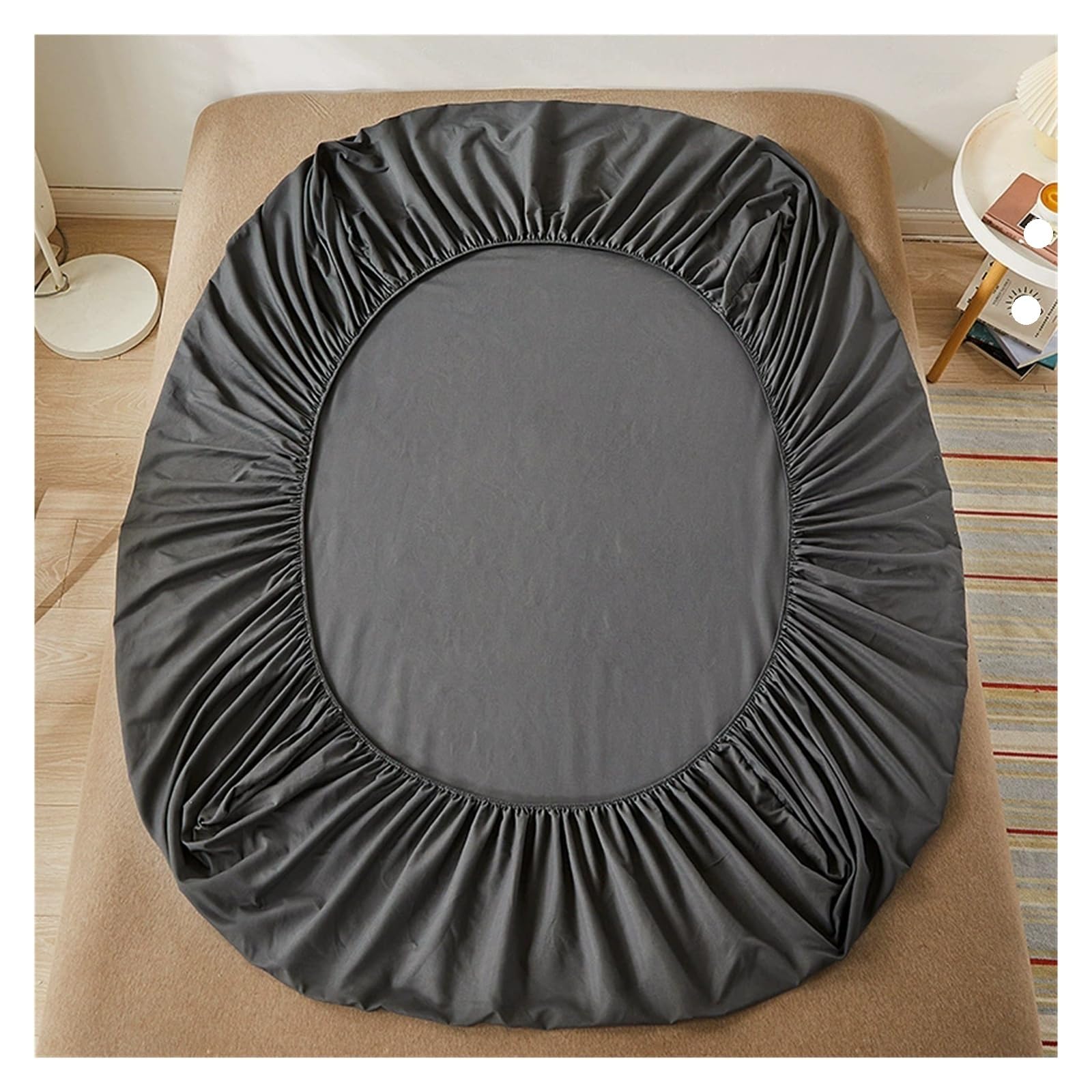Cotton Fitted Sheet for Mattress Pads And Bedspread Covers In All Bed Sizes(Dark gray,180cm*200cm)