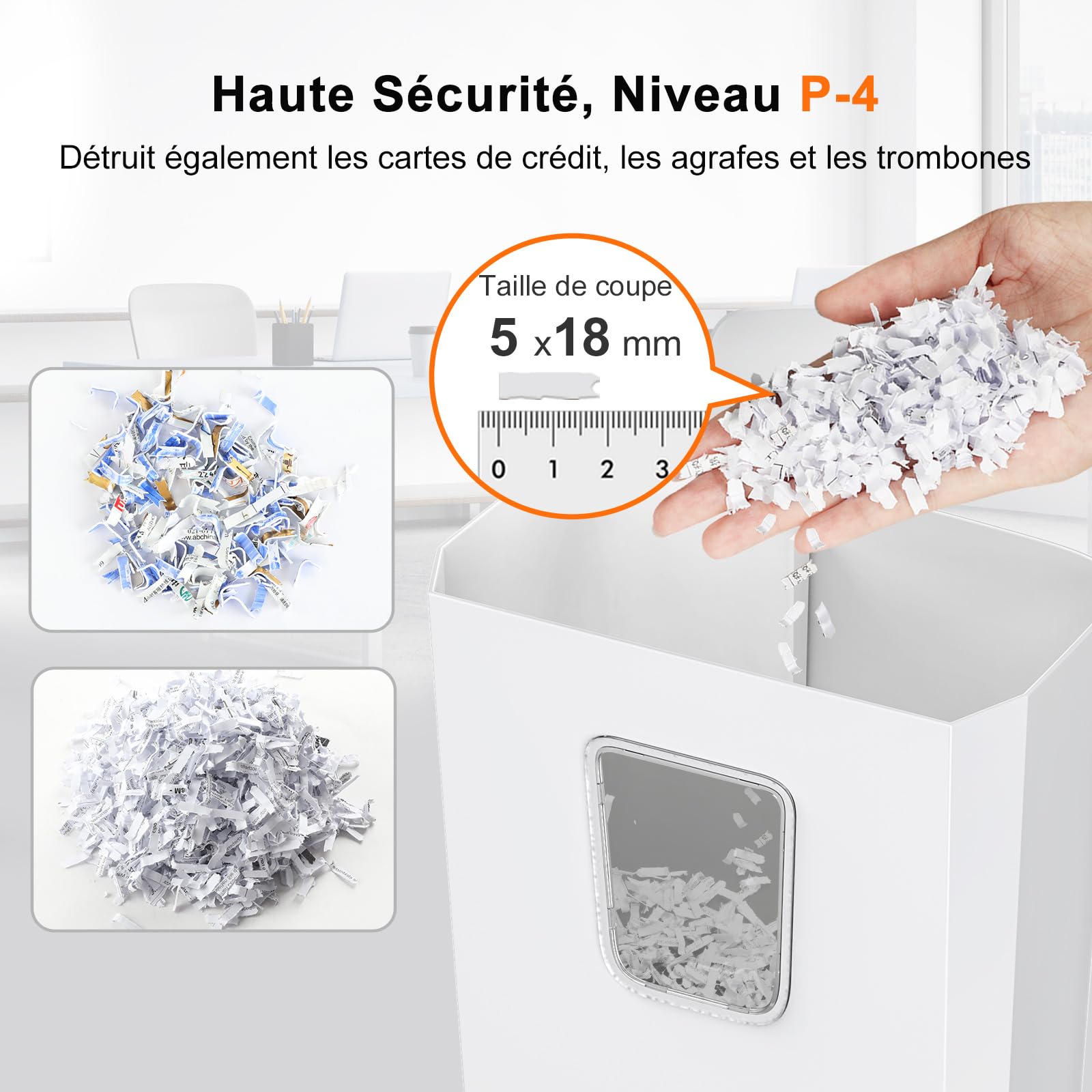 Bonsaii Destructeur de Documents, Broyeur 8 Feuilles, Coupe Croisée 5x18mm, Sécurité P-4, Déchiqueteuse pour Cartes & Trombones, Protection Surchauffe, Bac 13L pour Bureau & Maison, C277-C