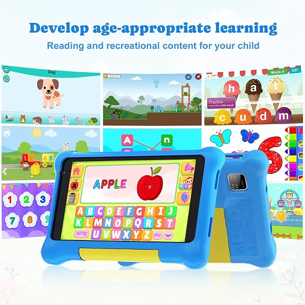 Laptok Tablette Enfants 7 Pouces, Android Tablette pour Enfant 5GB RAM 32GB ROM (TF 128GB), avec Applications éducatives et Contrôle Parental WiFi Bluetooth, Cadeau Fille Garçon, Étui Antichoc Bleu - 3