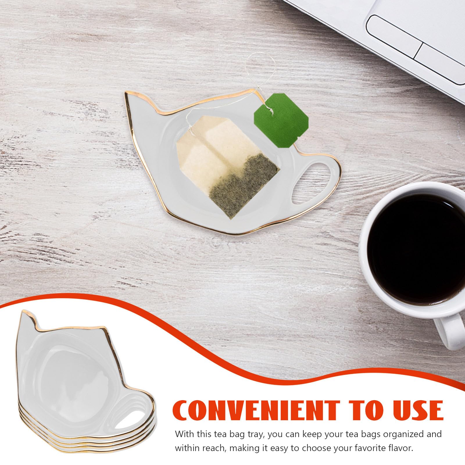 SHINEOFI Posavasos Antideslizantes para Bolsitas de Té de Cerámica Juego de 8 Diseño Adorable en Forma de Tetera y Compactos para Mesa de Cocina y Fiestas Vespertinas