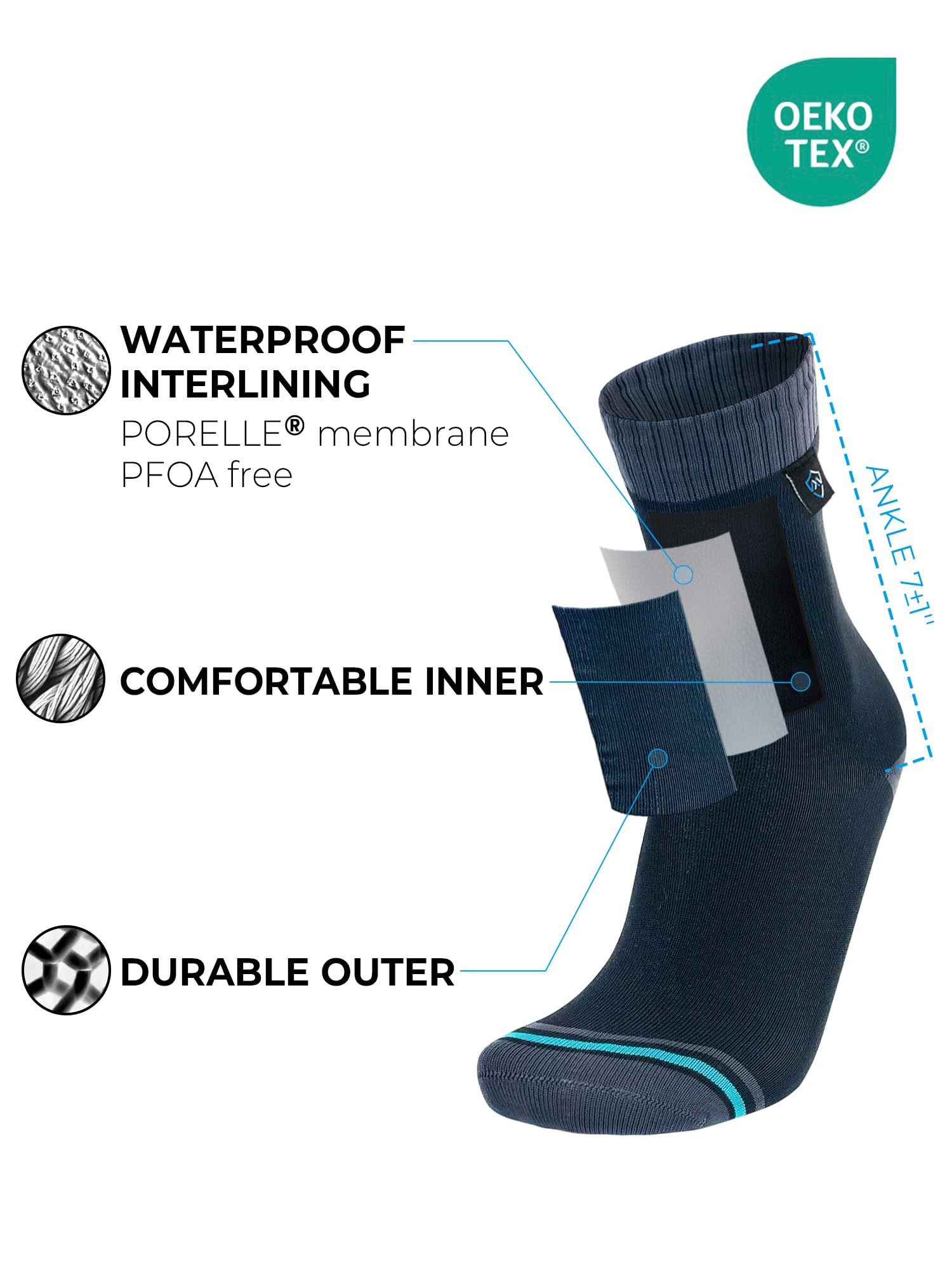 Dexshell Calcetines de Ciclismo Ultralite Impermeables para Hombre