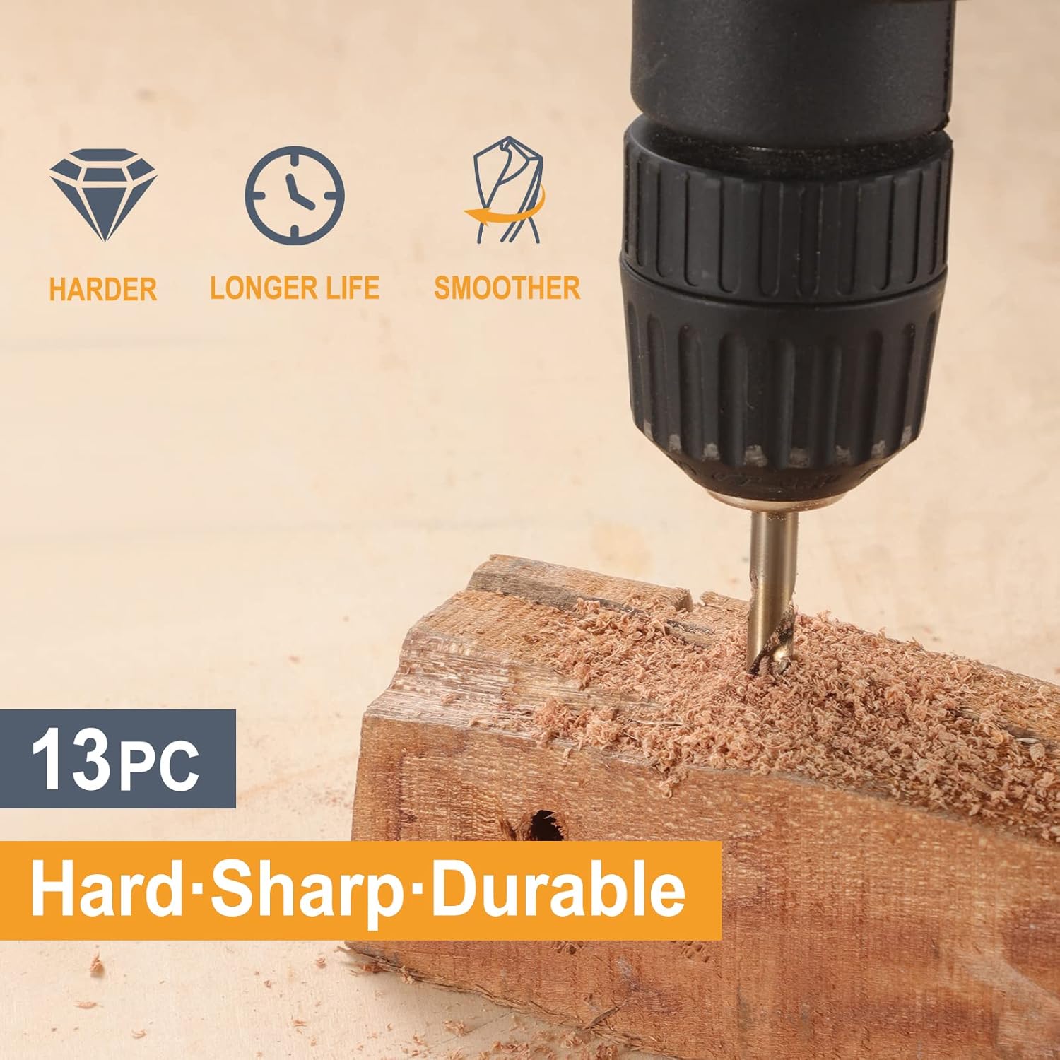 NewShark Impact Hex Shank Drill Bit Set 13 Pcs (1/16"-1/4"), M35 Cobalt Drill Bit Set, Quick Change Impact Driver Drill Bit Set for Hardened Metal, Stainless Steel, Cast Iron, Wood and Plastic - - 