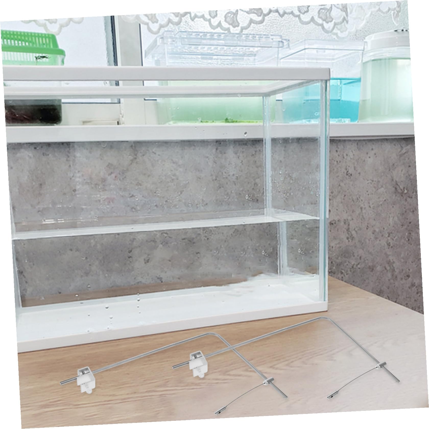 Generic Soporte de Iluminación Ajustable para Peceras de Aleación de Aluminio, 2 Piezas de 25x40 Cm 4 Varillas y Pinzas Cristal para Acuarios de Agua Dulce y Salada, Accesorio Versátil