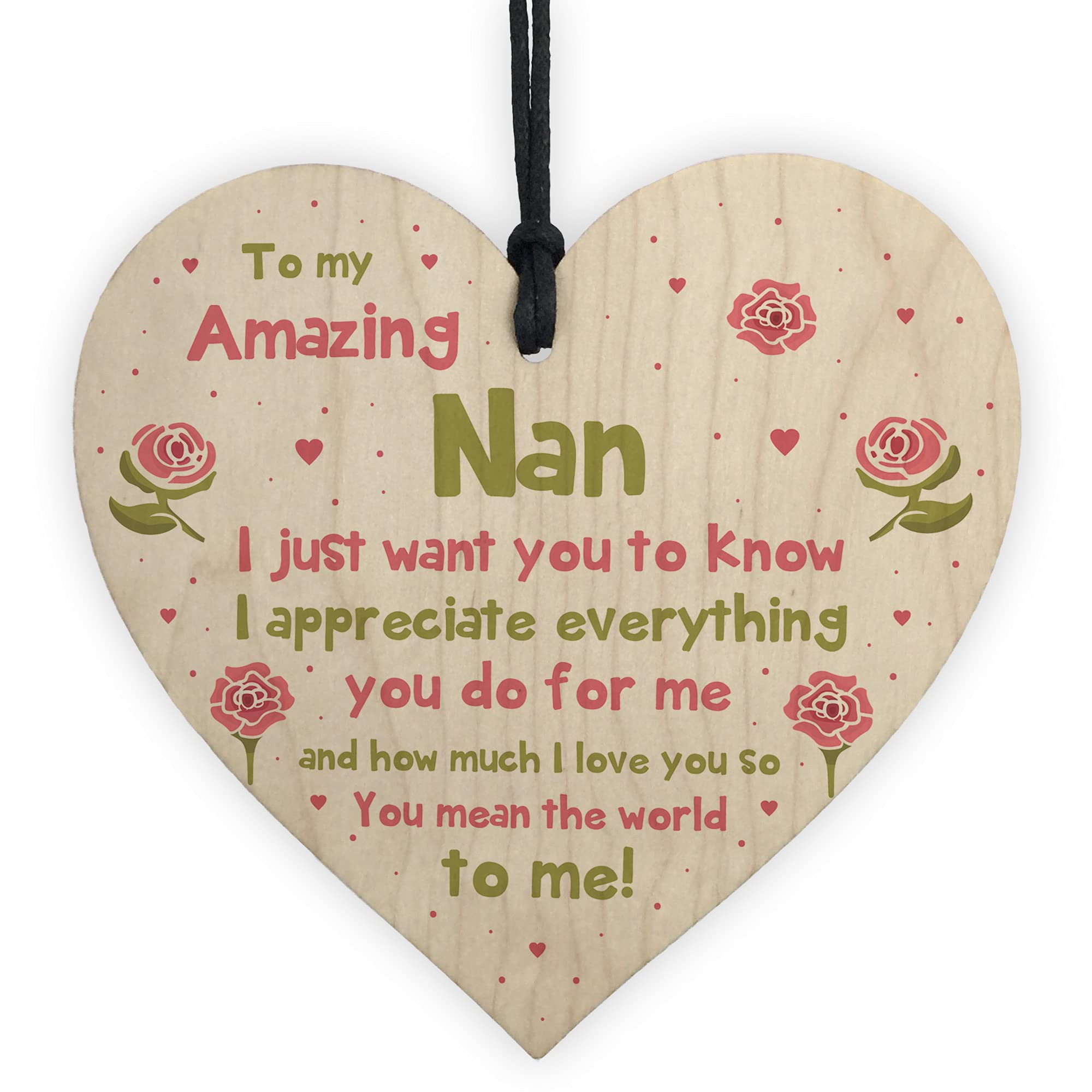 Thank You Gift For Your Nan Wooden Heart Nan Birthday Mothers Day Gift For Her Keepsake