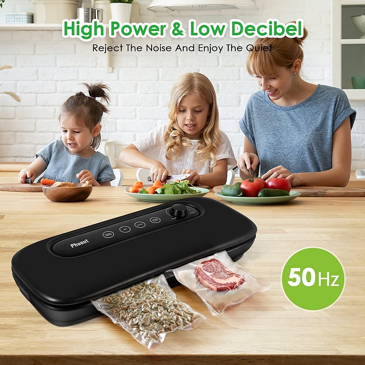Vacuum Sealer Machine, Automatic Food Saver with Powerful Air Sealing System (-60Kpa), Dry & Mist Food Saving Machine with Adjustable Suction & LED Indicator Lights (20 bags): Home & Kitchen