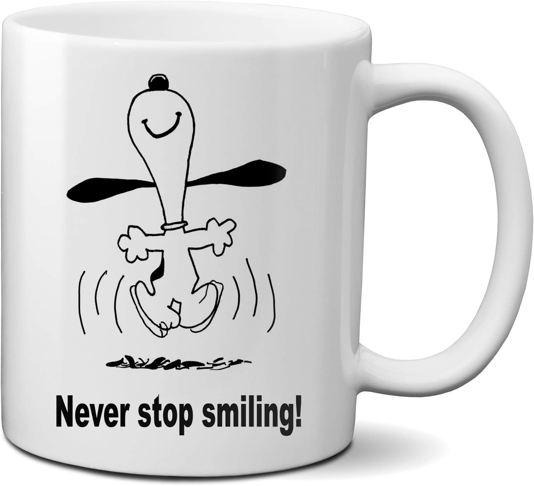 Mugtime (TM) - Peanuts - Snoopy - Never Stop Smiling - Quotes - Mug Cup Funny Cute - Ceramic 330ml