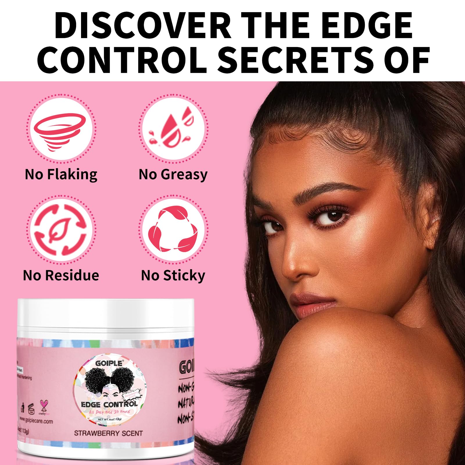 WOZUTUNT ACE - Cera de control de bordes, sin grasa, fuerte sujeción, cera de borde, control de bordes sin astillas, para cabello negro, para fijar la cera de borde para mujeres