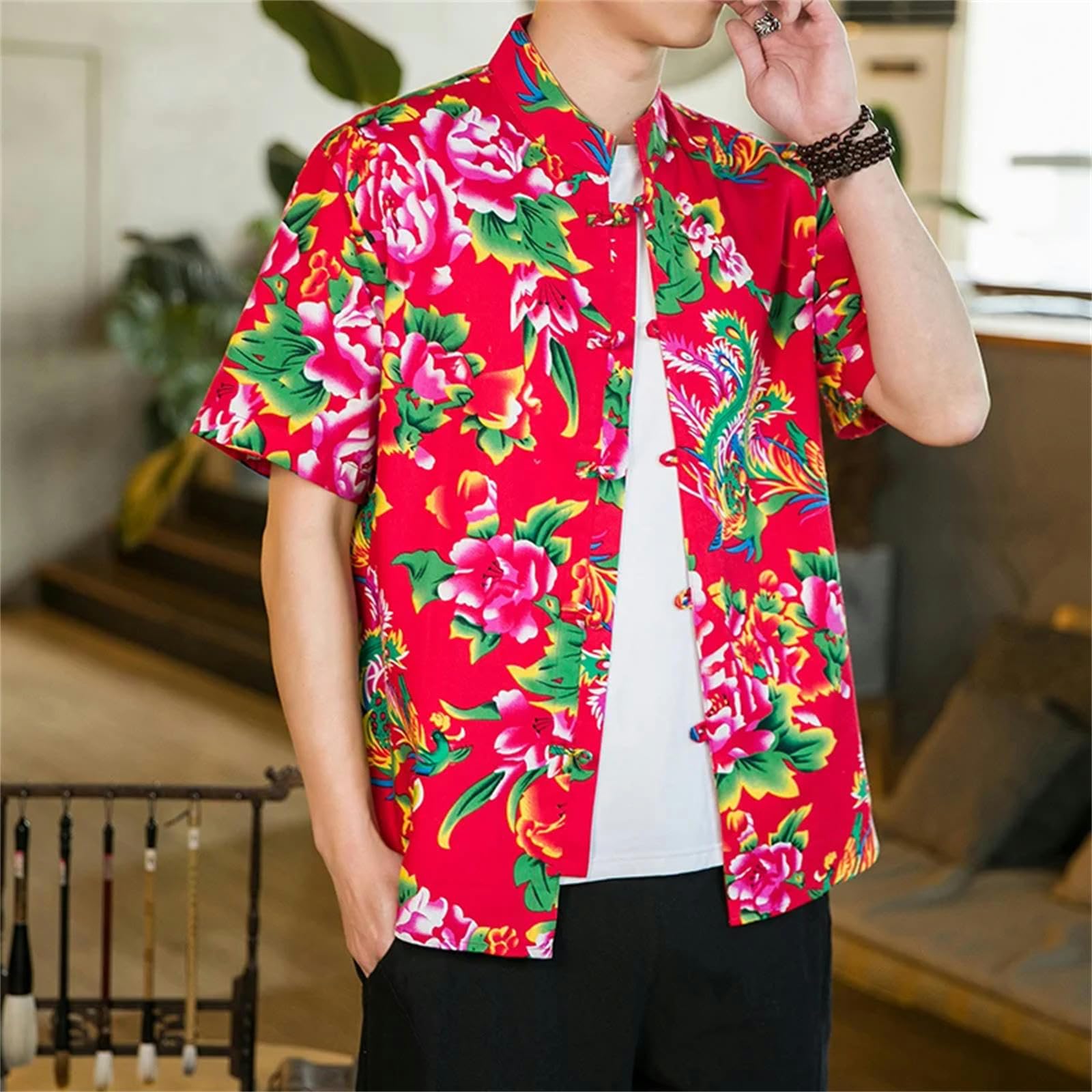 Camisetas Manga Corta Hombre Beach Camisas Hawaianas Camisa De Flores Camisa De Manga Corto