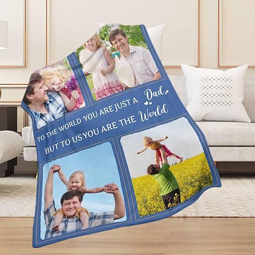 Miniatura 5 de D-Story Manta personalizada para regalos conmemorativos con fotos, texto, mantas personalizadas con mis propias imágenes, manta única para papá,