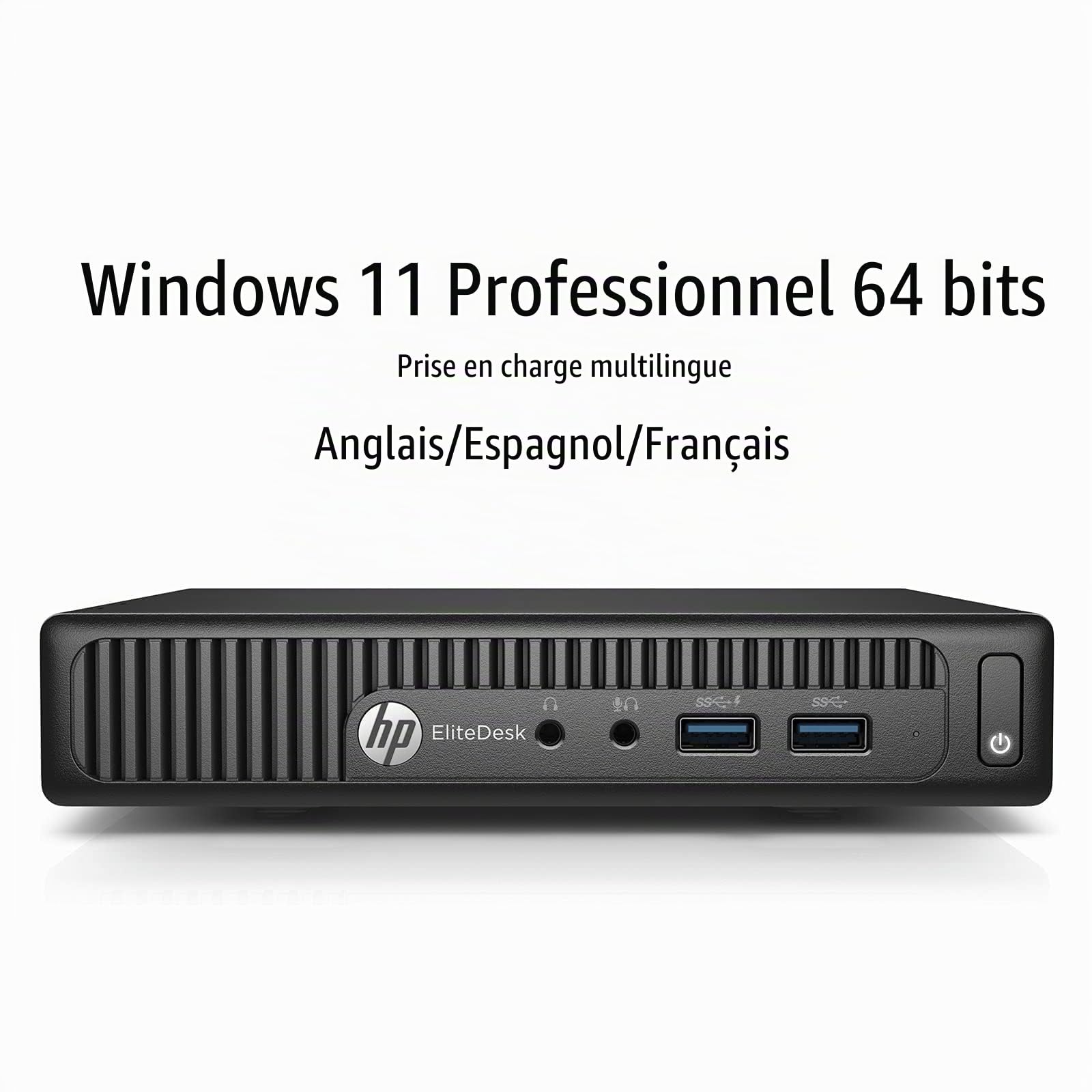 HP EliteDesk 705 G3 Mini Ordinateur de Bureau PC, AMD A12-9800, 8 Go de RAM, 256 Go de SSD, WiFi, Bluetooth, Clavier US QWERTY, Windows 11 Pro (Reconditionné)