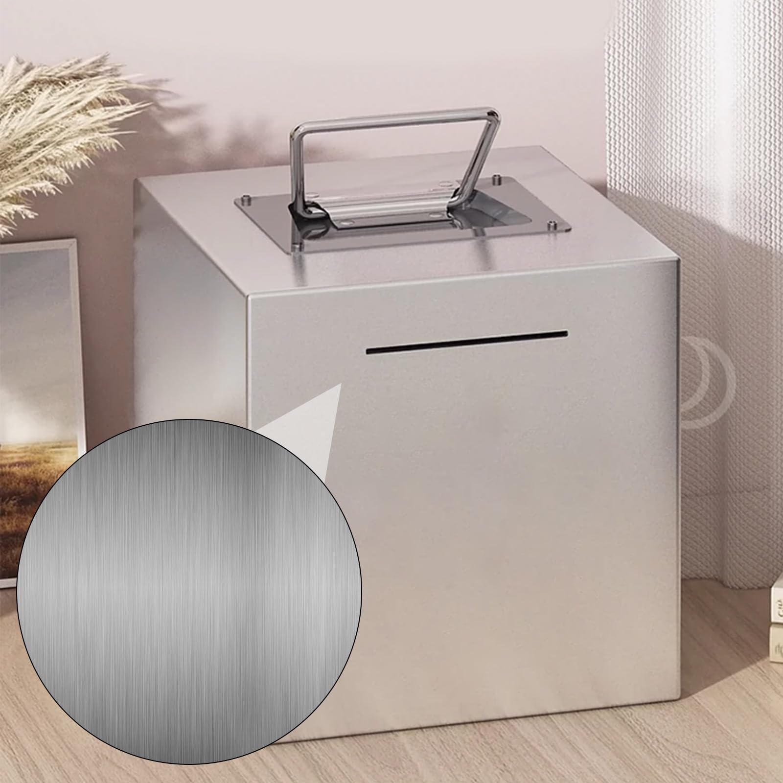 Salvadanaio per Adulti, Salvadanaio in Acciaio Inox XXL con Manico, Salvadanaio a Forma di Maiale in Argento