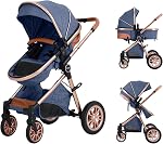 Cochildor DuraFlex 2-in-1 Baby Stroller, Foldable Travel Stroller for Newborn to Toddler, Convertible Stroller with All-Terrain Wheels and UPF 50+ Canopy, Blue
