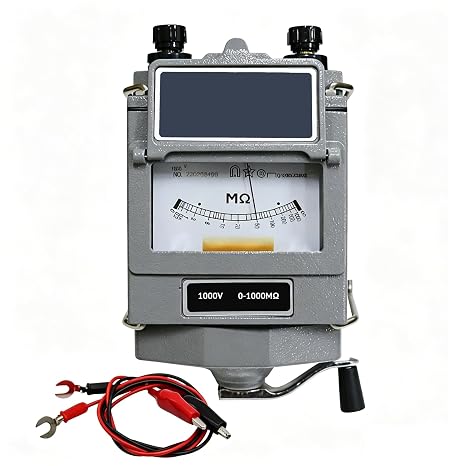 Megohmmeter 1000V Insulation Resistance Tester 1000M M Egger Hand Crank | Portable Mega Ohm Meter with Test Wire, Alloy Shell & Guard Terminal, for Motors Cables Transformers, 10 Accuracy Class