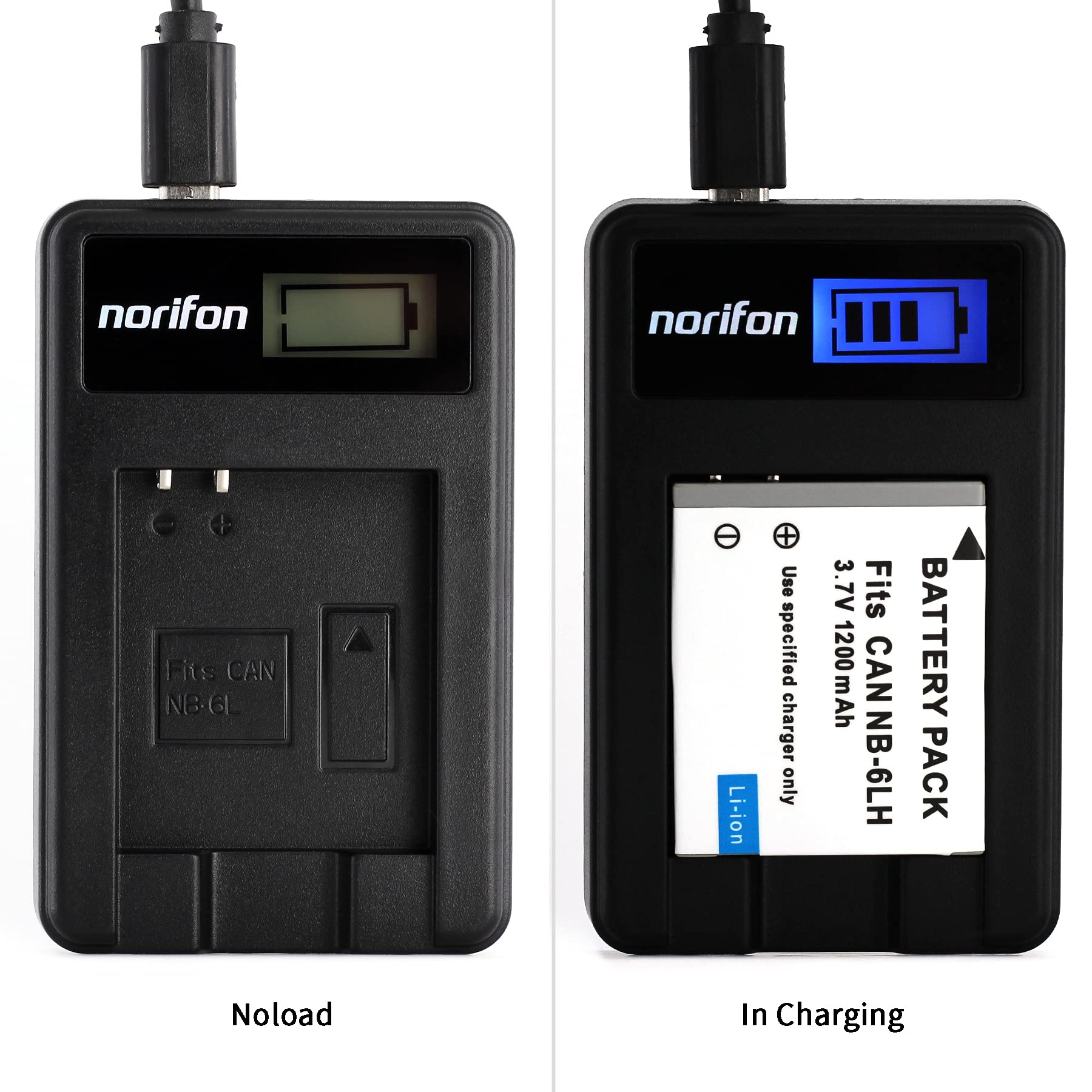 Norifon NB-6L LCD USB Ładowarka do Canon PowerShot SX530 HS, SX610 HS | Kompatybilny z Canon PowerShot SX710 HS, SD1200 IS, SD1300 IS, S120 IXY 10S IXY 30S Aparat