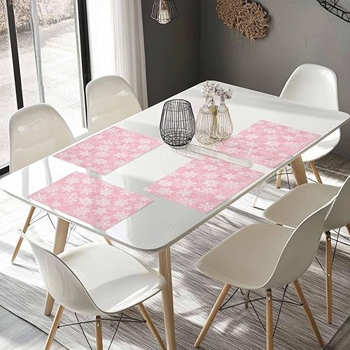 Vista 669 de Juego de 6 manteles individuales rojos para el día de San Valentín, diseño de corazón de San Valentín, resistentes al calor, lavables, manteles