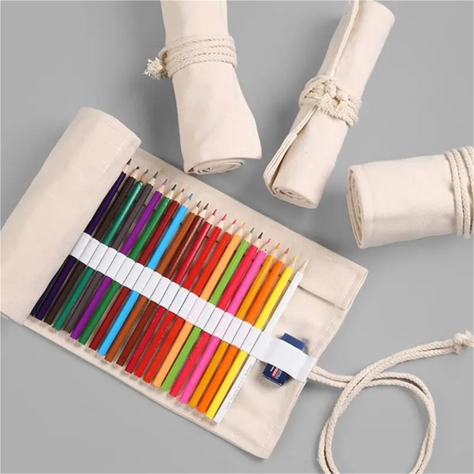Astuccio Arrotolabile In Tela 2 pezzi 12/24/36/48/72 fori tela arrotolabile penna astuccio for tende sacchetto for matite trucco supporto for involucro custodia for scuola materiale scolastico(72 hole